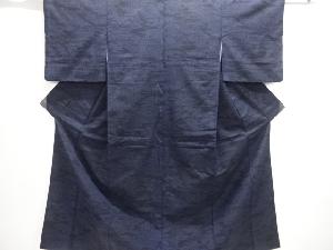 家屋風景模様織出し手織り紬着物